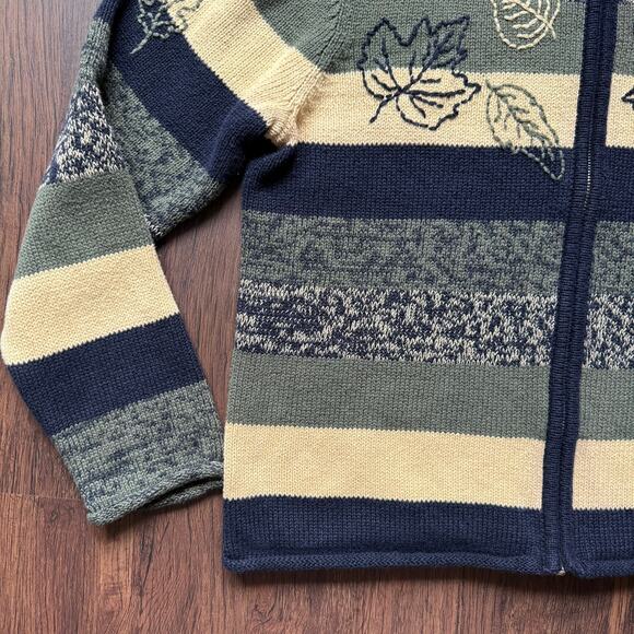 Christopher & Banks Vintage 2004 Hand Embroidered Stripe Cardigan Sweater M - Picture 7 of 12